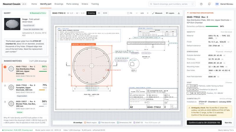 Deployment screen: Parts Identification from Blueprints